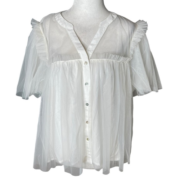 Sunday in Brooklyn Tulle Swing Blouse Anthropologie Button Down Size Large NWT - Picture 4 of 13